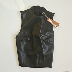 Skims NWT faux leather crop top